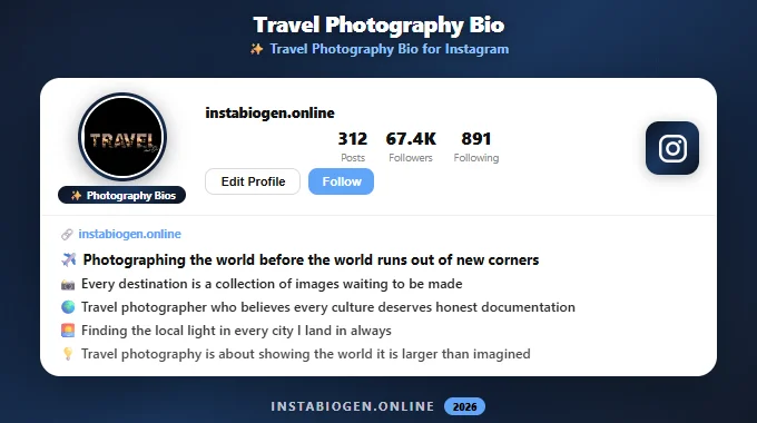 Travel Photography Bio for Instagram